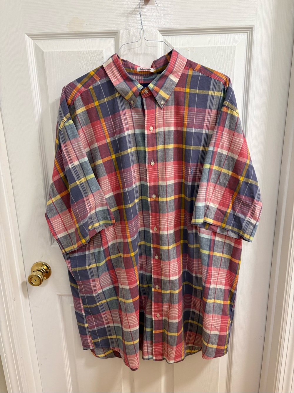 vintage Ralph Lauren short-sleeve button-down shirt , multi colored.